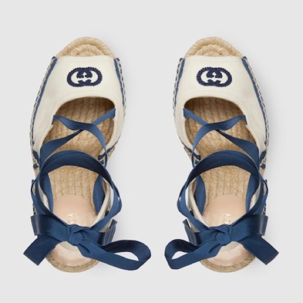 BNWT Gucci Women's Espadrille With Ribbon Tie Size 39.5 US 9.5 $895 - Picture 5 of 6